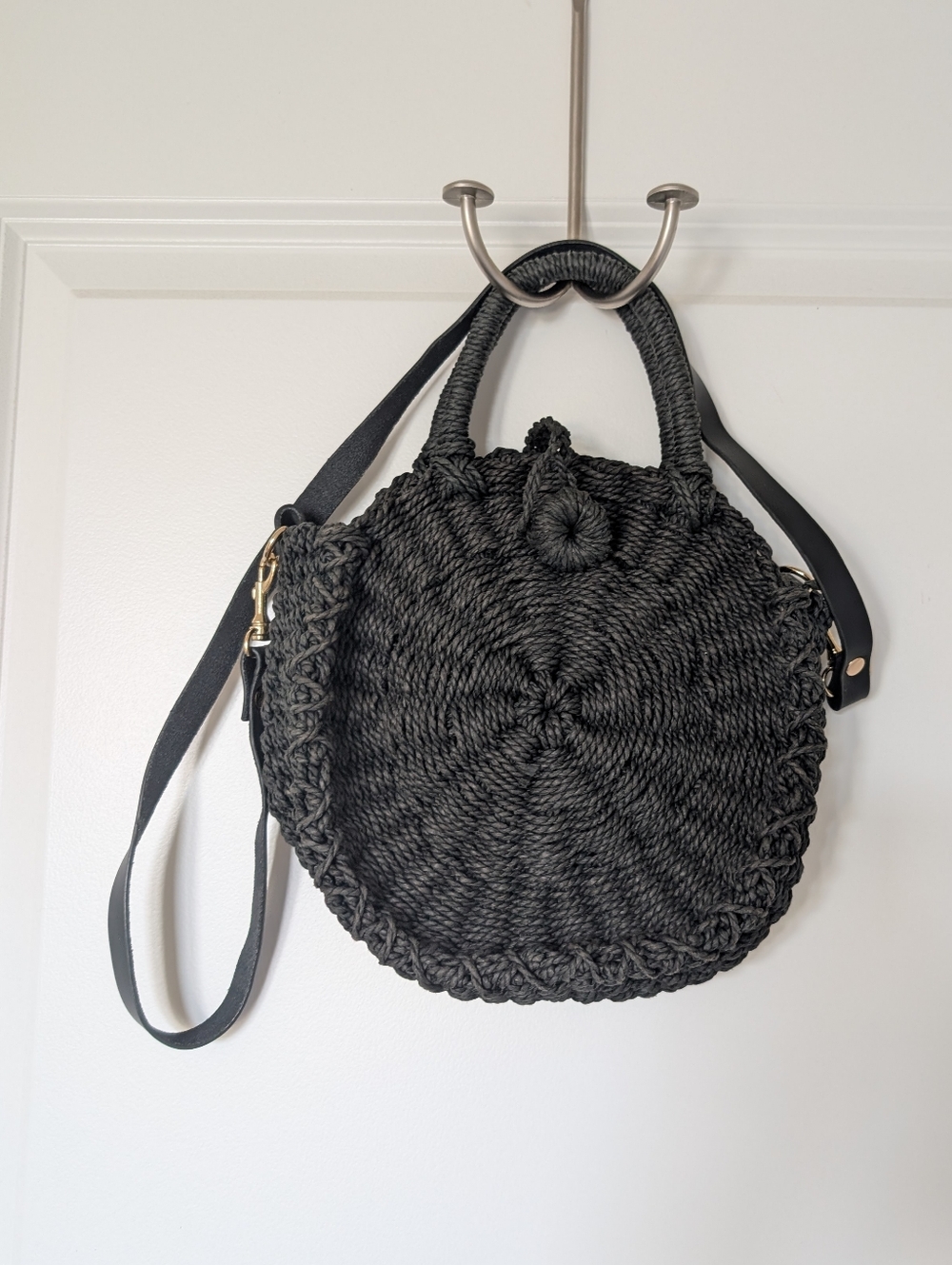 Bujibaja by Hat Attack Black Woven Straw Circle Bag - Picture 2 of 9